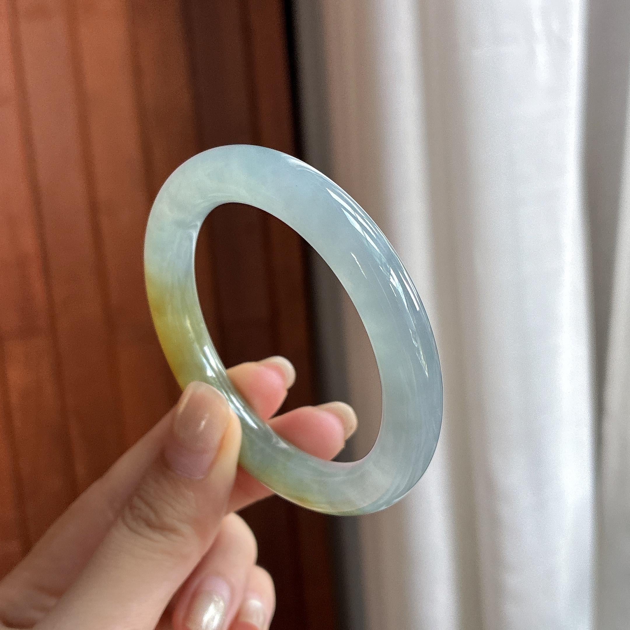 冰种黄翡圆条手镯 50圈 天然缅甸A货翡翠（yc485456）
