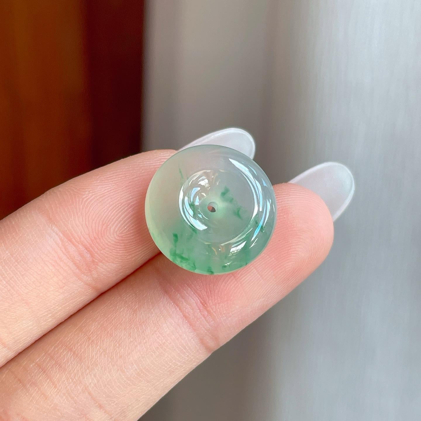 冰种飘花翡翠平安扣（yc257849）