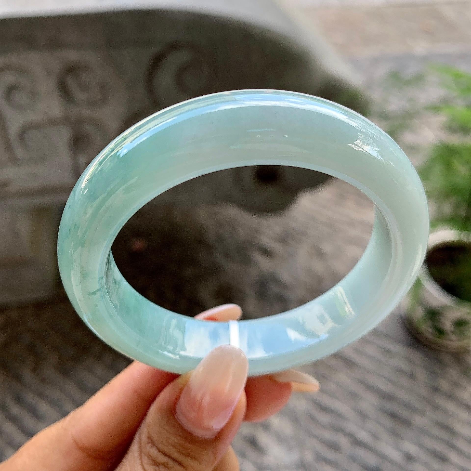 细糯种飘花平安镯（55mm）（yc202356）