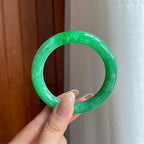 糯冰满绿翡翠圆条手镯（54mm)（yc436480）