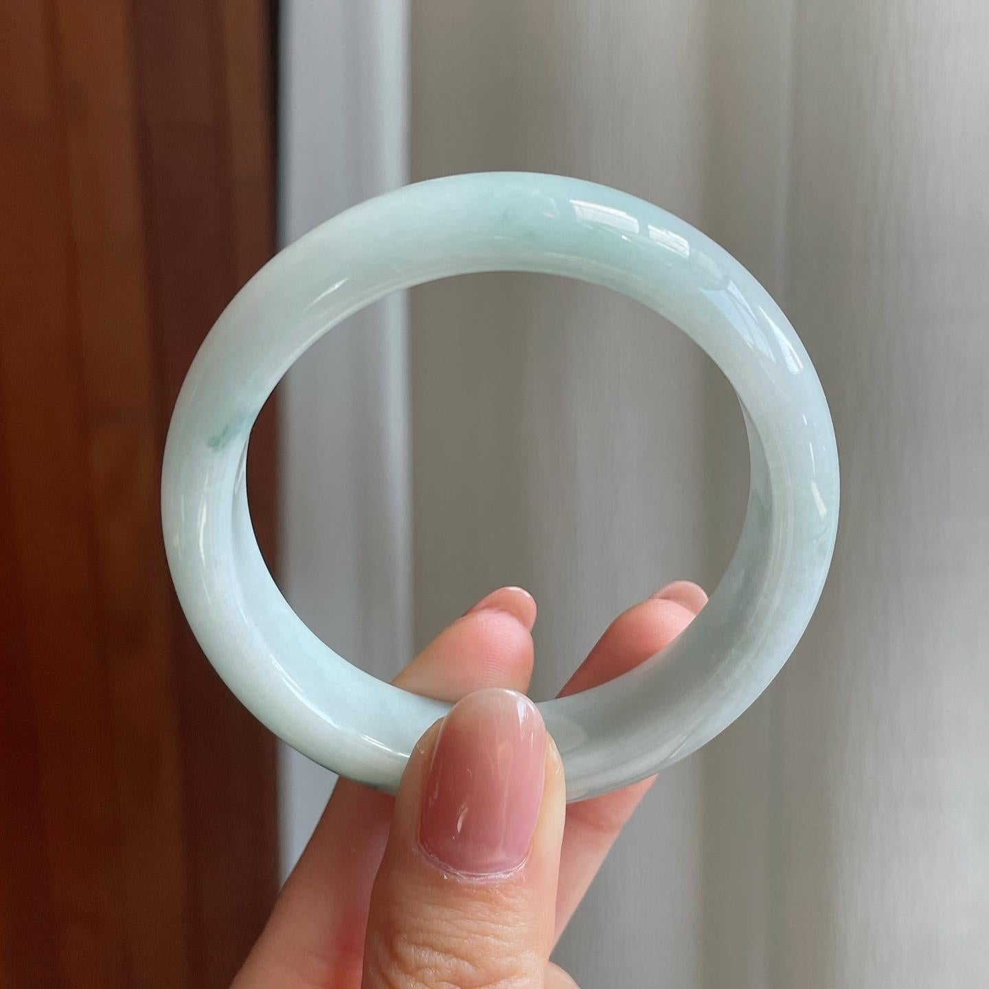 糯冰飘花翡翠平安镯（51mm)（yc329632）