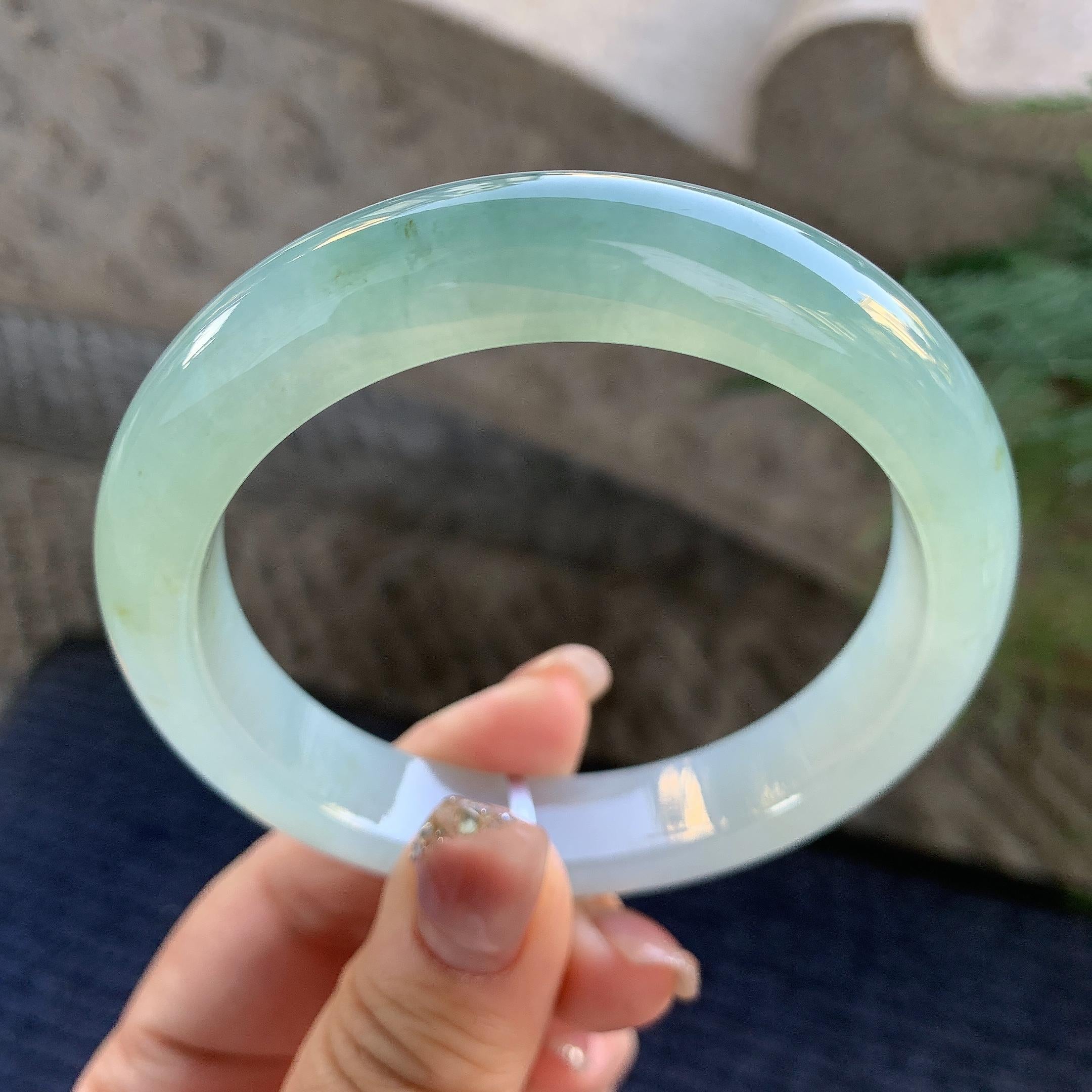 糯冰种晴水洒金平安镯（61mm）（yc294660）