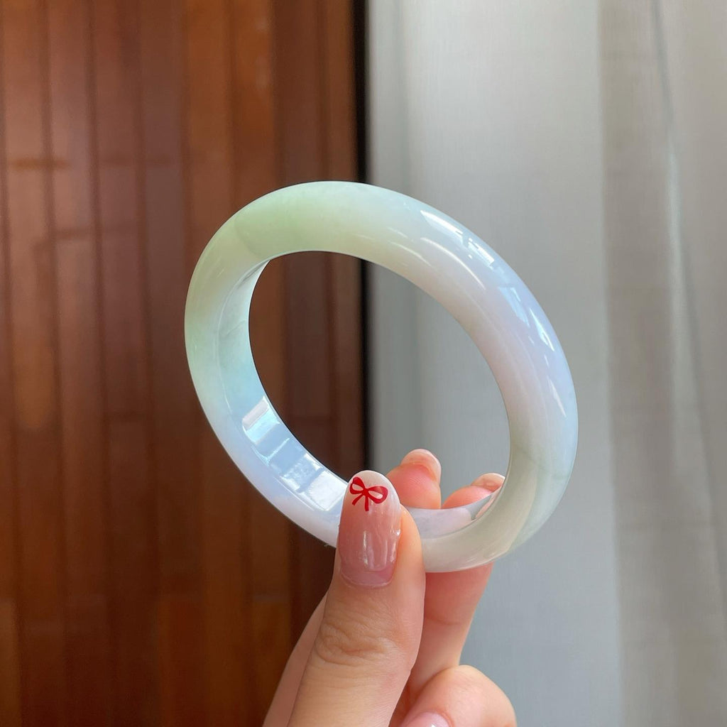 糯冰淡春彩翡翠平安镯（54.5mm）（yc318582）