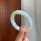 糯冰淡春彩翡翠平安镯（54.5mm）（yc318582）