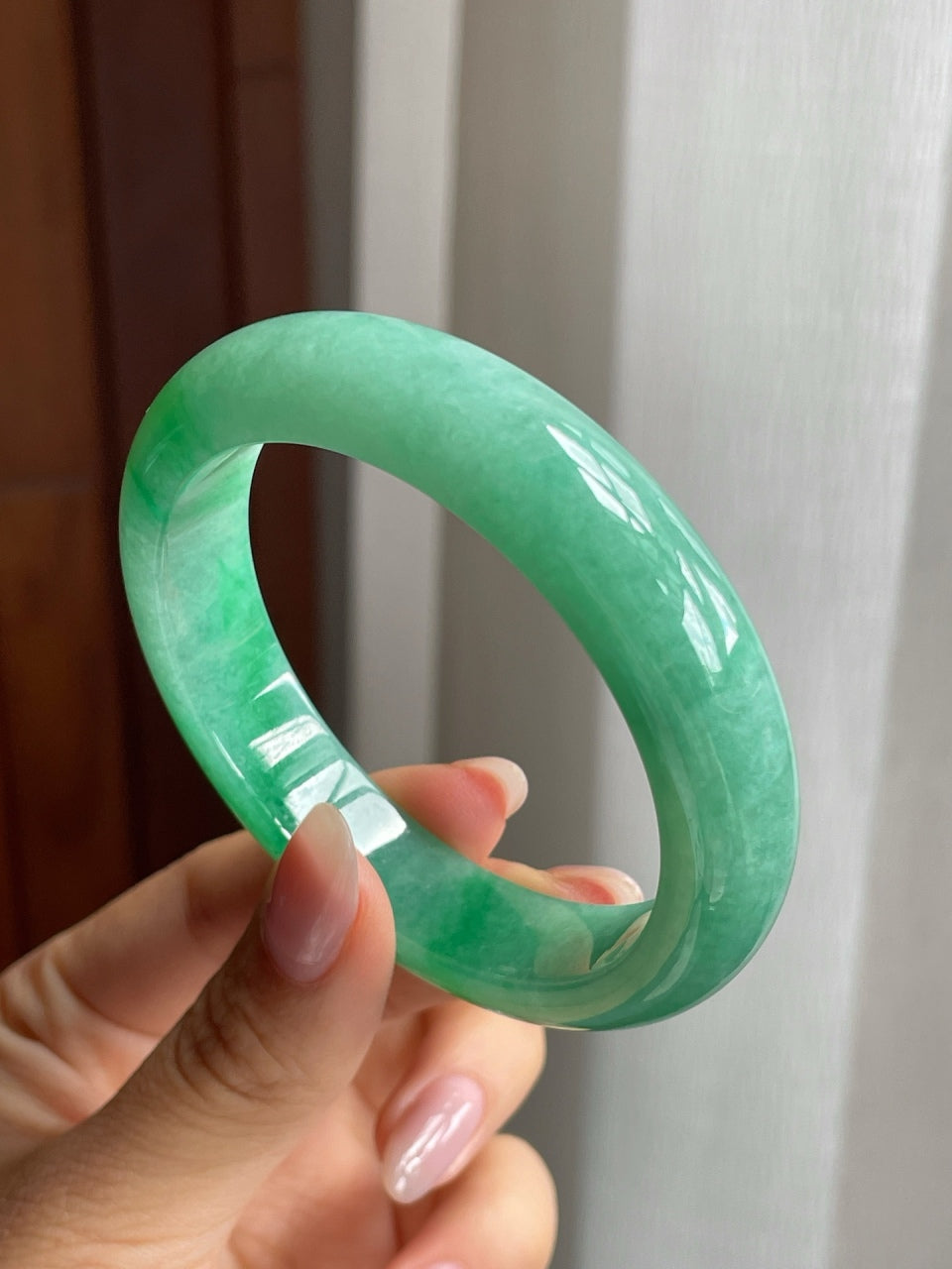 糯冰种满绿平安镯（54mm）