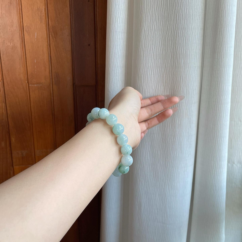 糯冰飘花翡翠珠串手串（yc281659）