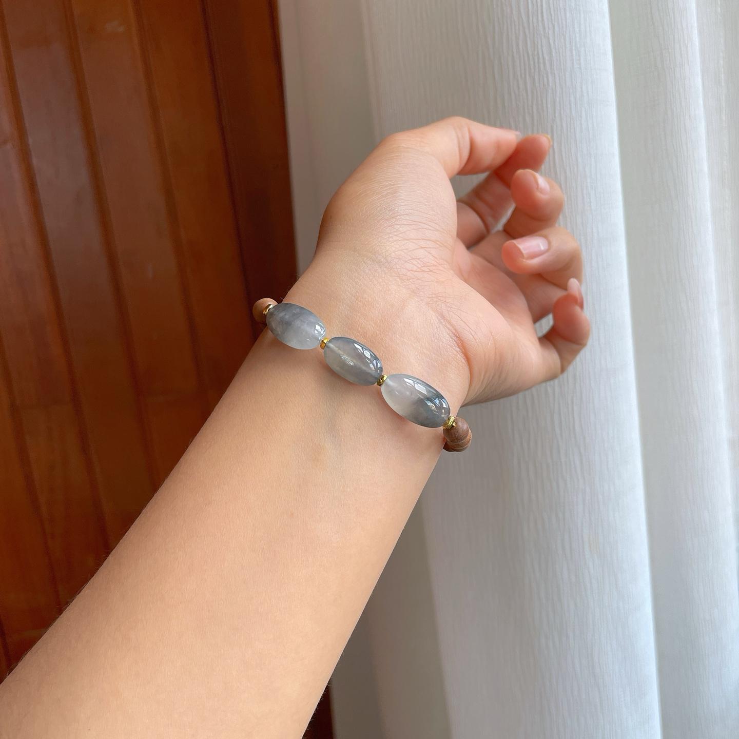 冰种乌鸡翡翠珠串手串（yc312986）