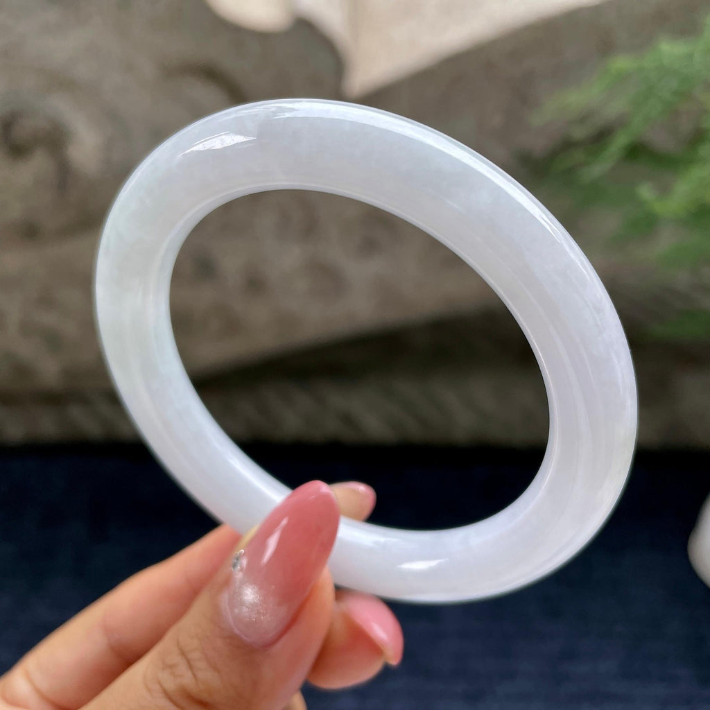 细糯种无色圆条手镯54圈        天然缅甸A货翡翠（yc433517）
