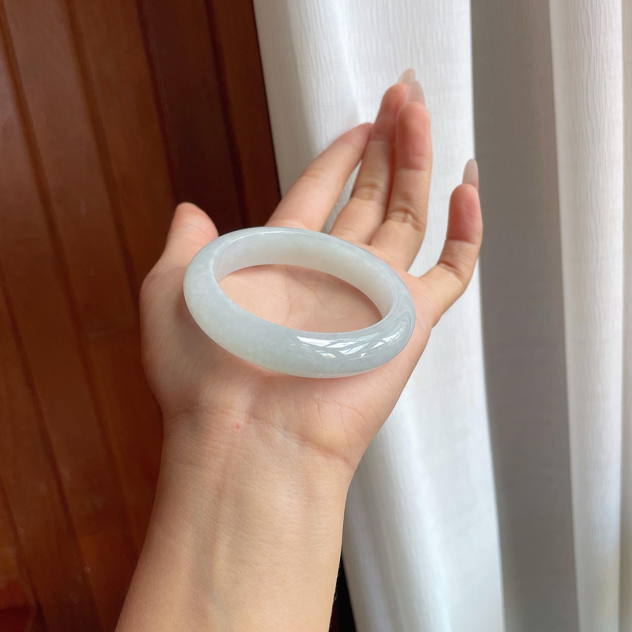 冰种无色翡翠平安镯（53mm）（yc302430）