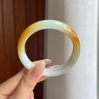 糯冰黄翡翡翠平安镯（57mm)（yc424982）