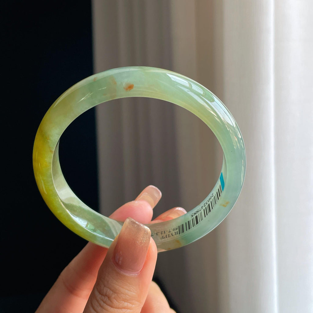 冰种黄翡特色翡翠平安镯（59mm）（yc373431）