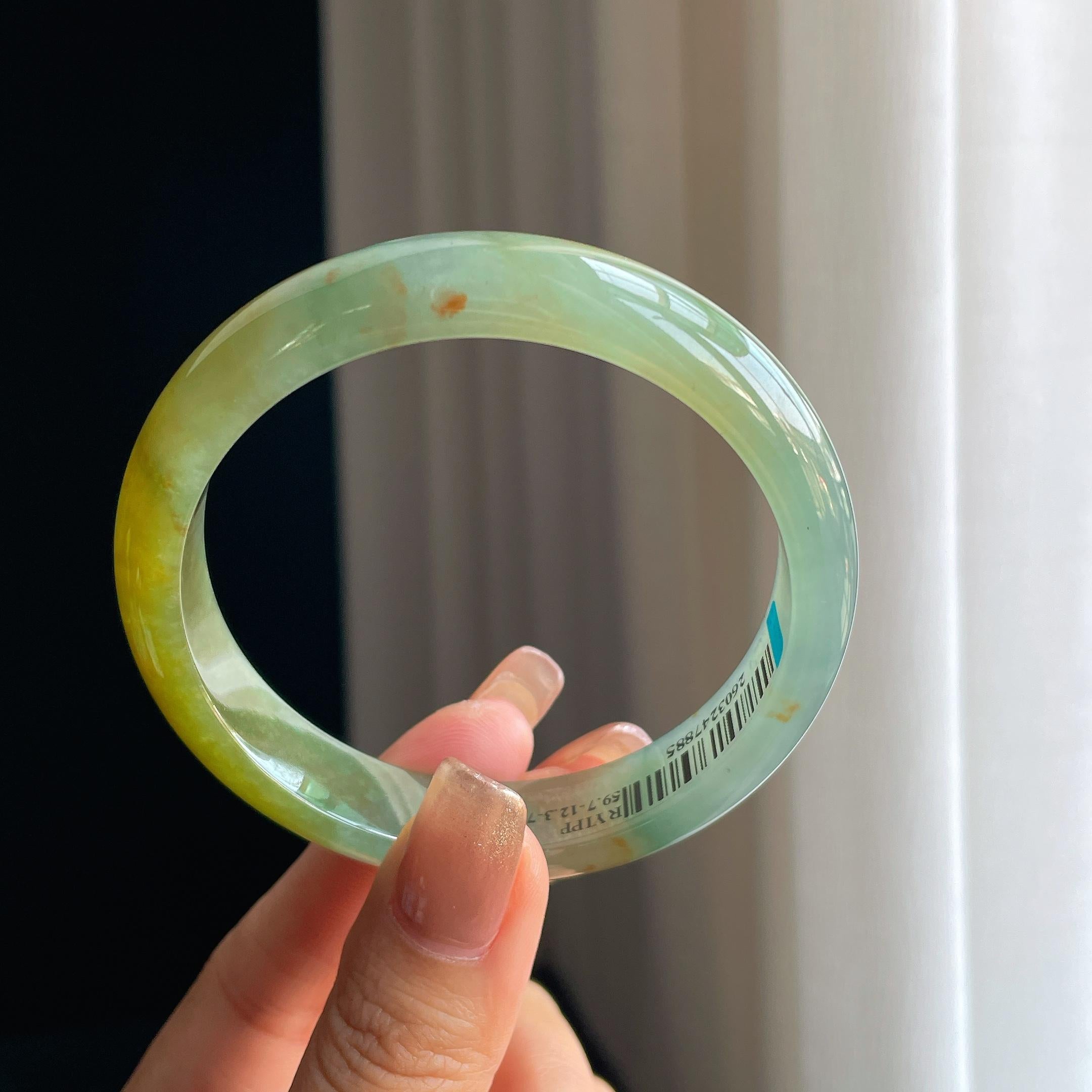 冰种黄翡特色翡翠平安镯（59mm）（yc373431）