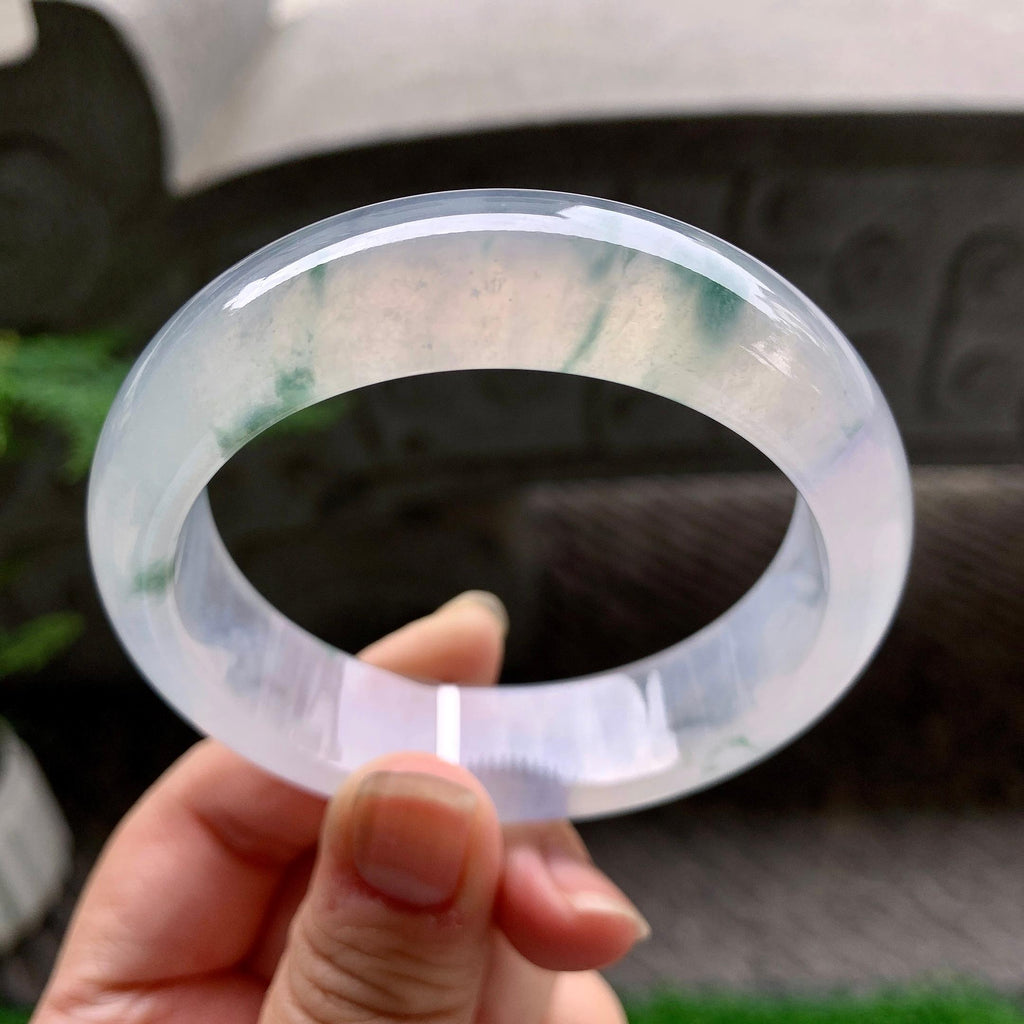 冰种飘花宽版轮胎手镯（58mm）（yc253072）