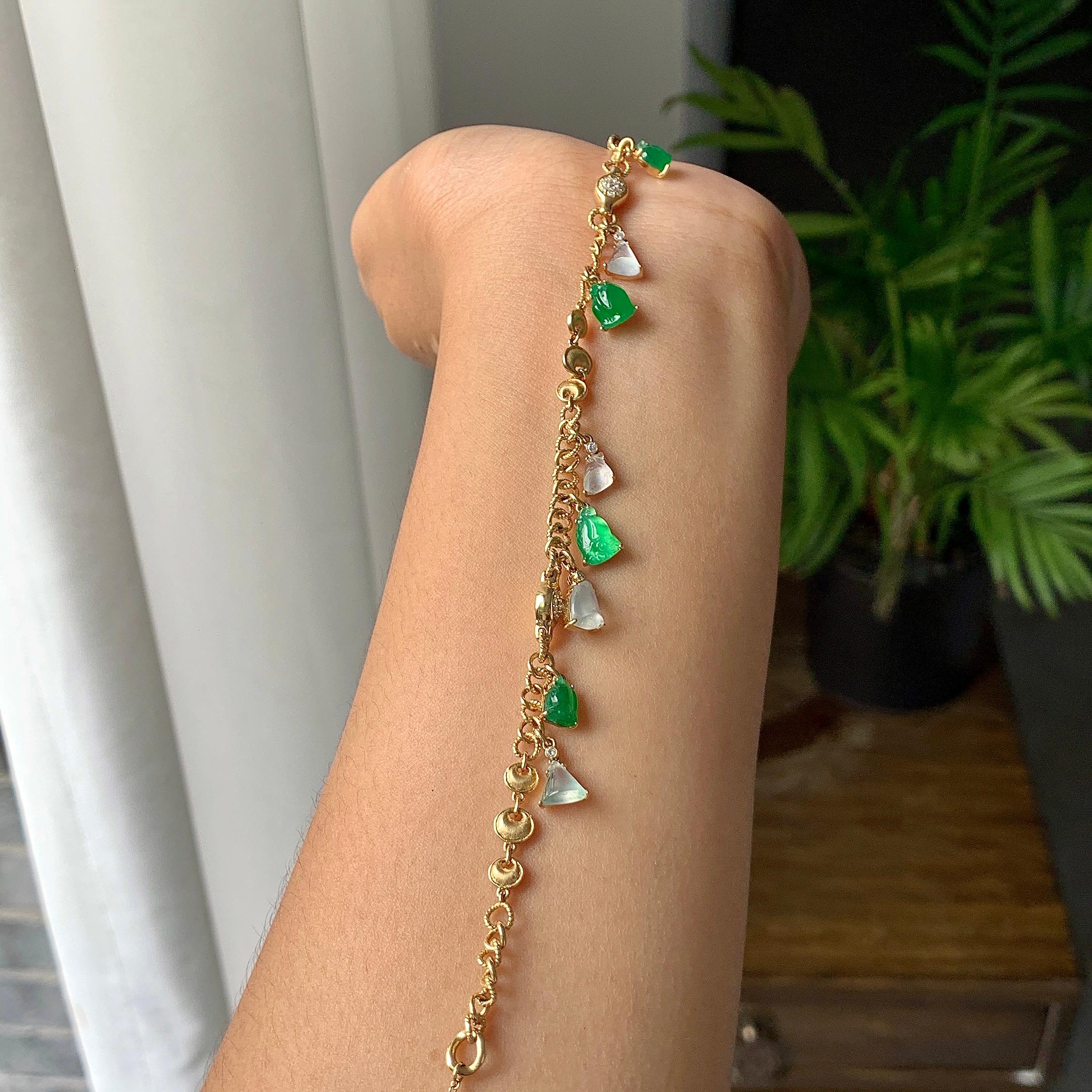 18k金冰种多彩莲蓬手链（yc229234）