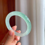 冰种带晴绿底翡翠圆条手镯（54.3mm)（yc381232）
