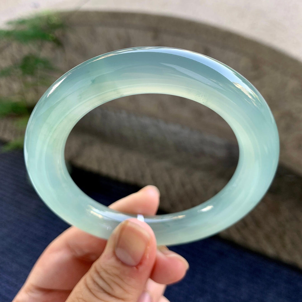 冰种蓝水飘花圆条手镯（58mm）（yc249469）