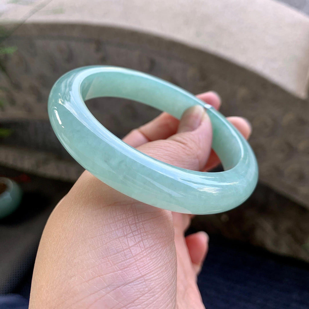 细糯种晴底飘绿平安镯（59mm）（yc264518）