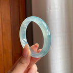 冰种飘花翡翠平安镯（51.3mm)（yc406285）