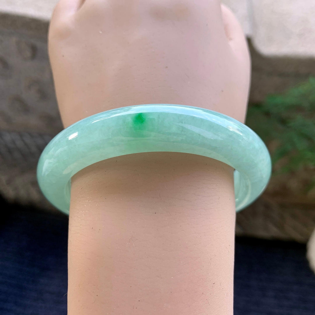 细糯种晴底飘绿平安镯（59mm）（yc264518）