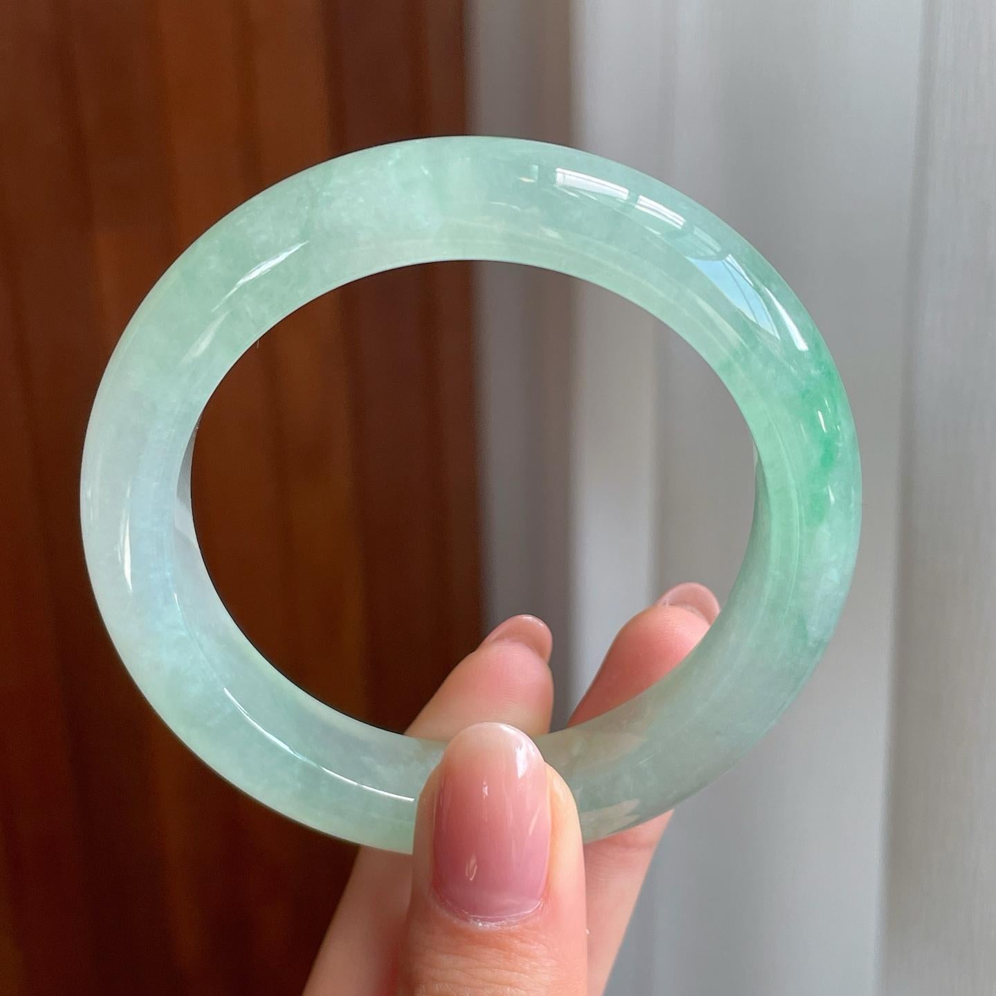 冰种晴底翡翠平安镯（54.4mm)（yc342184）