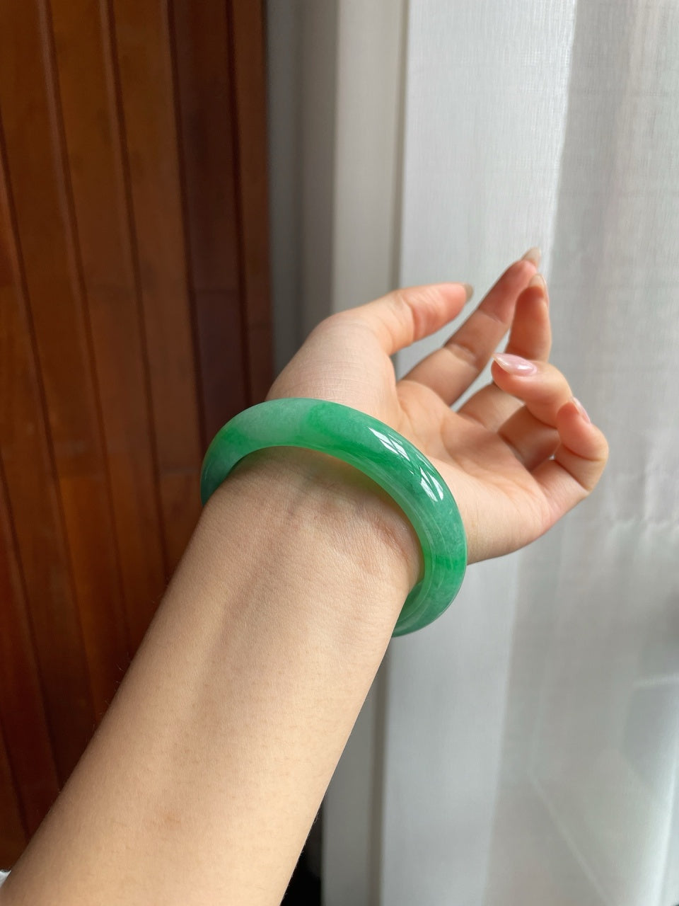 糯冰种满绿平安镯（54mm）