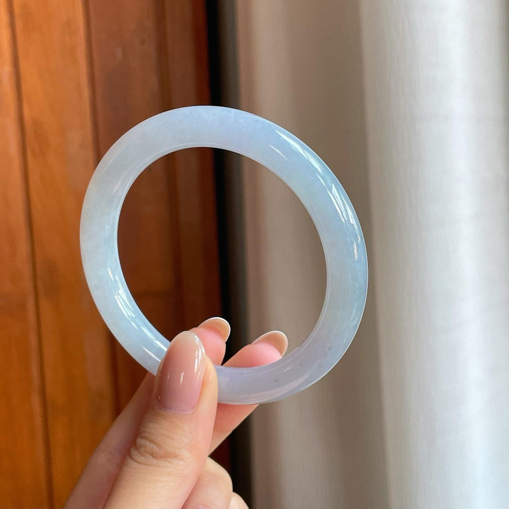 糯冰紫罗兰翡翠圆条手镯（55mm)（yc373308）