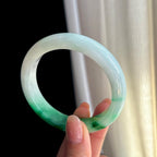 糯冰飘绿翡翠平安镯（55.6mm)（yc328497）