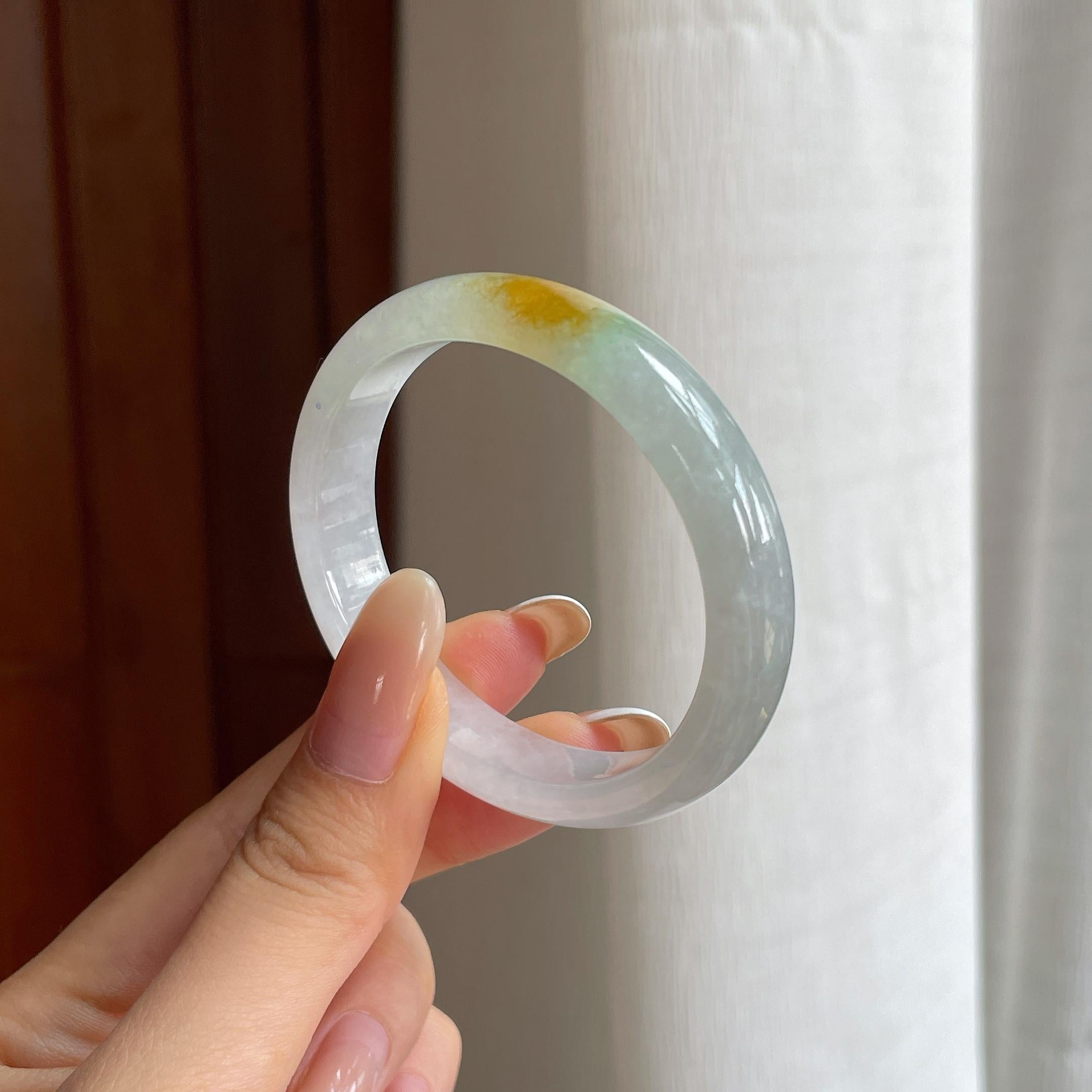 糯冰黄翡翡翠贵妃镯（50.2mm)（yc424980）