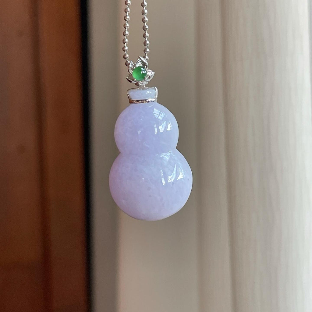 18k金细糯冰紫罗兰翡翠葫芦（yc291655）