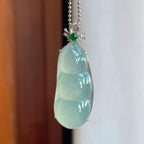 18k金镶冰种蓝晴底翡翠豆子（yc242742）