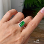 18k金钻镶冰种满绿马鞍戒指    天然缅甸A货翡翠（yc362076）