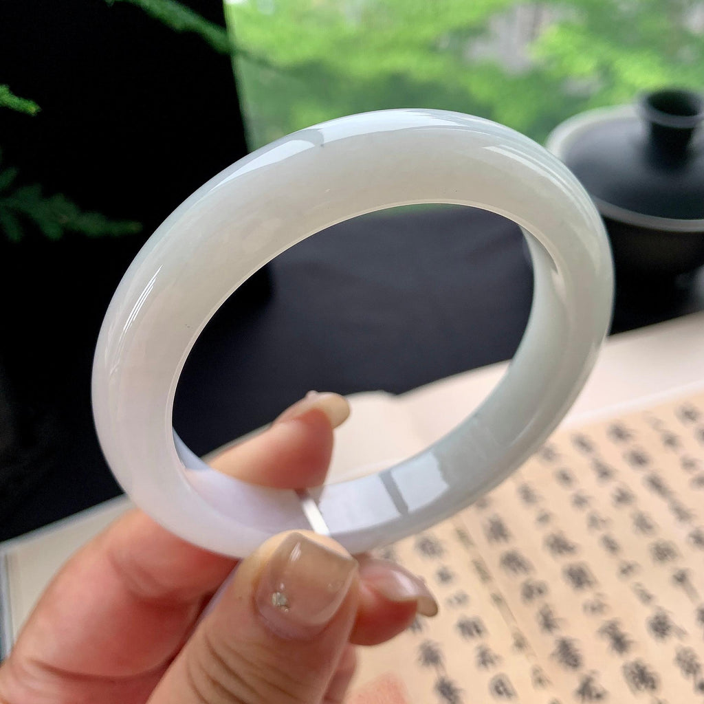 细糯种无色正圈平安镯 57圈口 天然缅甸A货翡翠（yc473091）