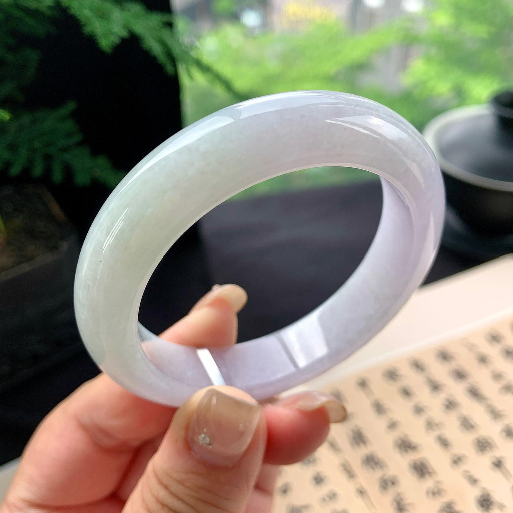 细糯种淡春彩正圈平安镯 53.2圈口 天然缅甸A货翡翠（yc473082）
