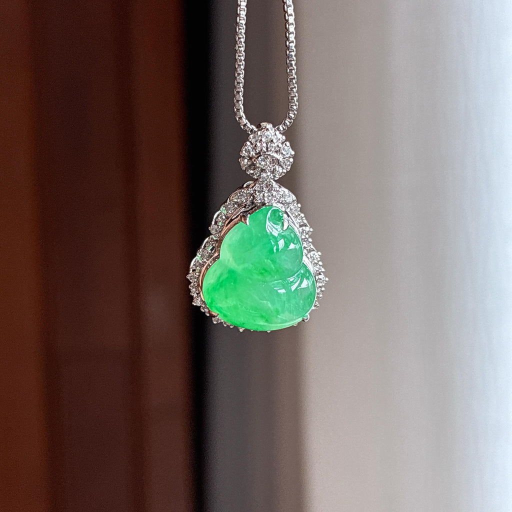 18k金镶冰种满绿翡翠葫芦（yc440181）
