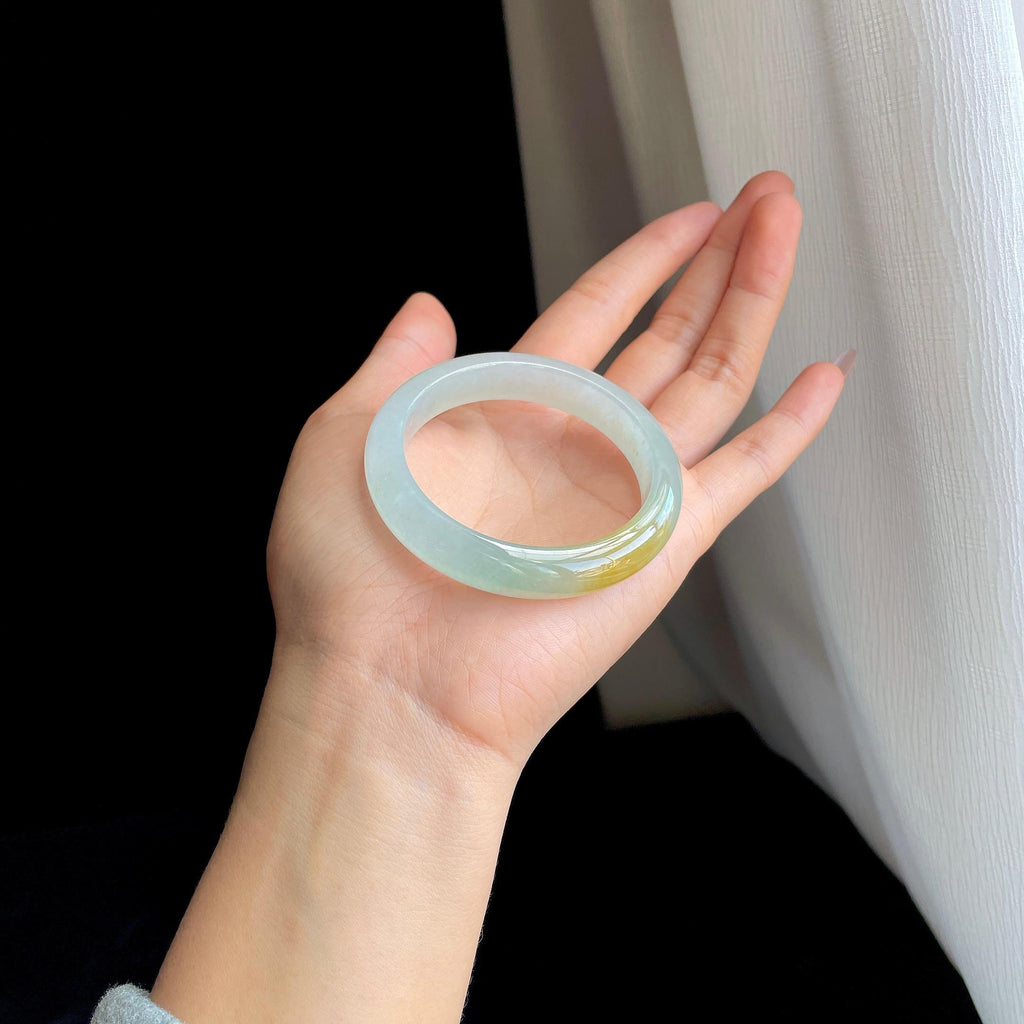 冰种黄翡翡翠平安镯（52mm）（yc316766）