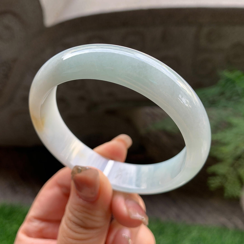 细糯种淡晴底飘黄翡平安镯（56.6mm）（yc293333）