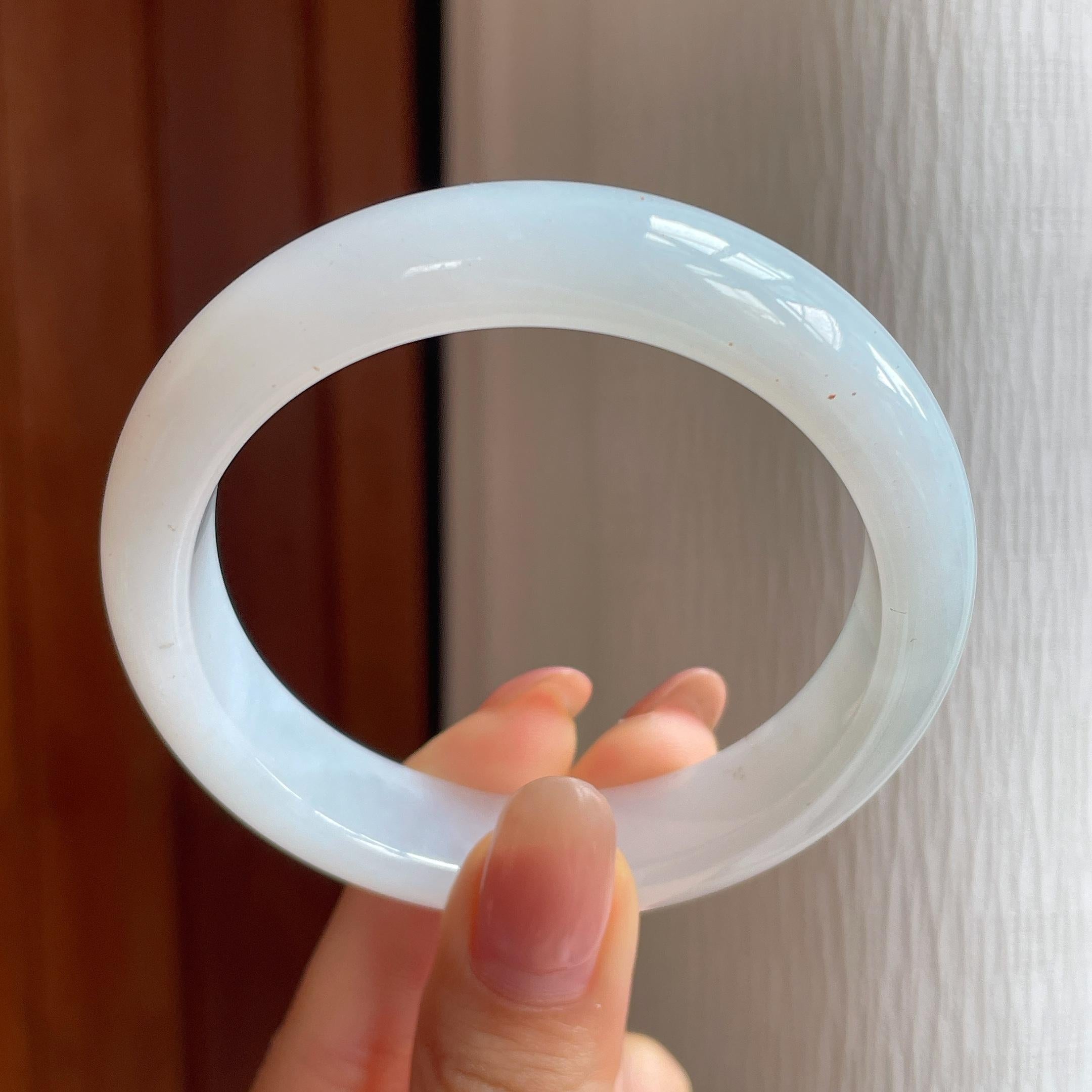 冰种白月光翡翠平安镯（54.6mm)（yc348681）