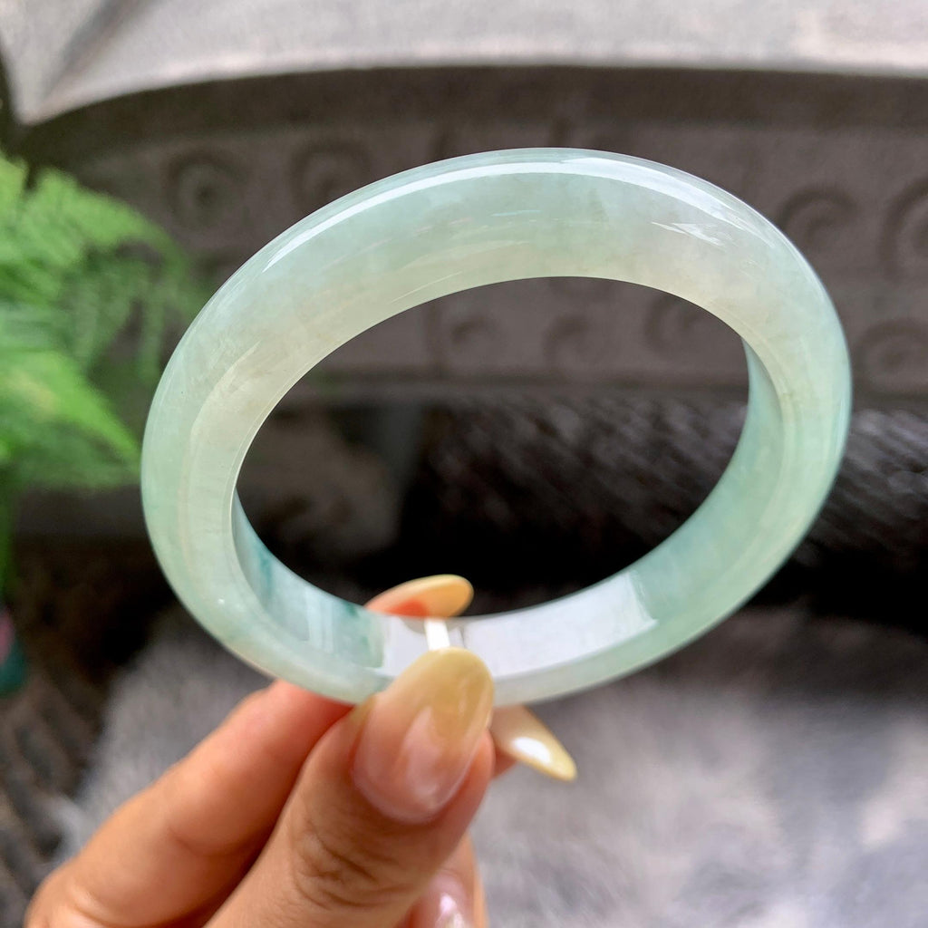 细糯种飘花正圈平安镯55圈 天然缅甸A货翡翠（yc481899）