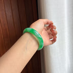 糯冰阳绿翡翠平安镯 57圈（yc431252）