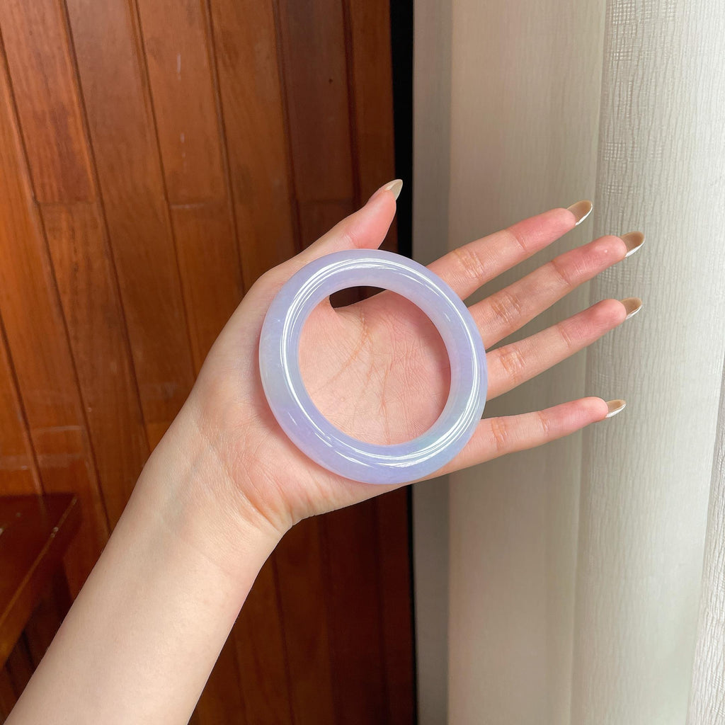 糯冰紫罗兰翡翠圆条手镯（57mm)（yc419485）