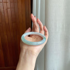 糯冰飘花翡翠圆条手镯（55mm)（yc323655）