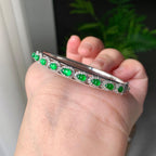 18K金钻镶糯冰种满绿葫芦贵妃手镯（活扣）（yc246599）