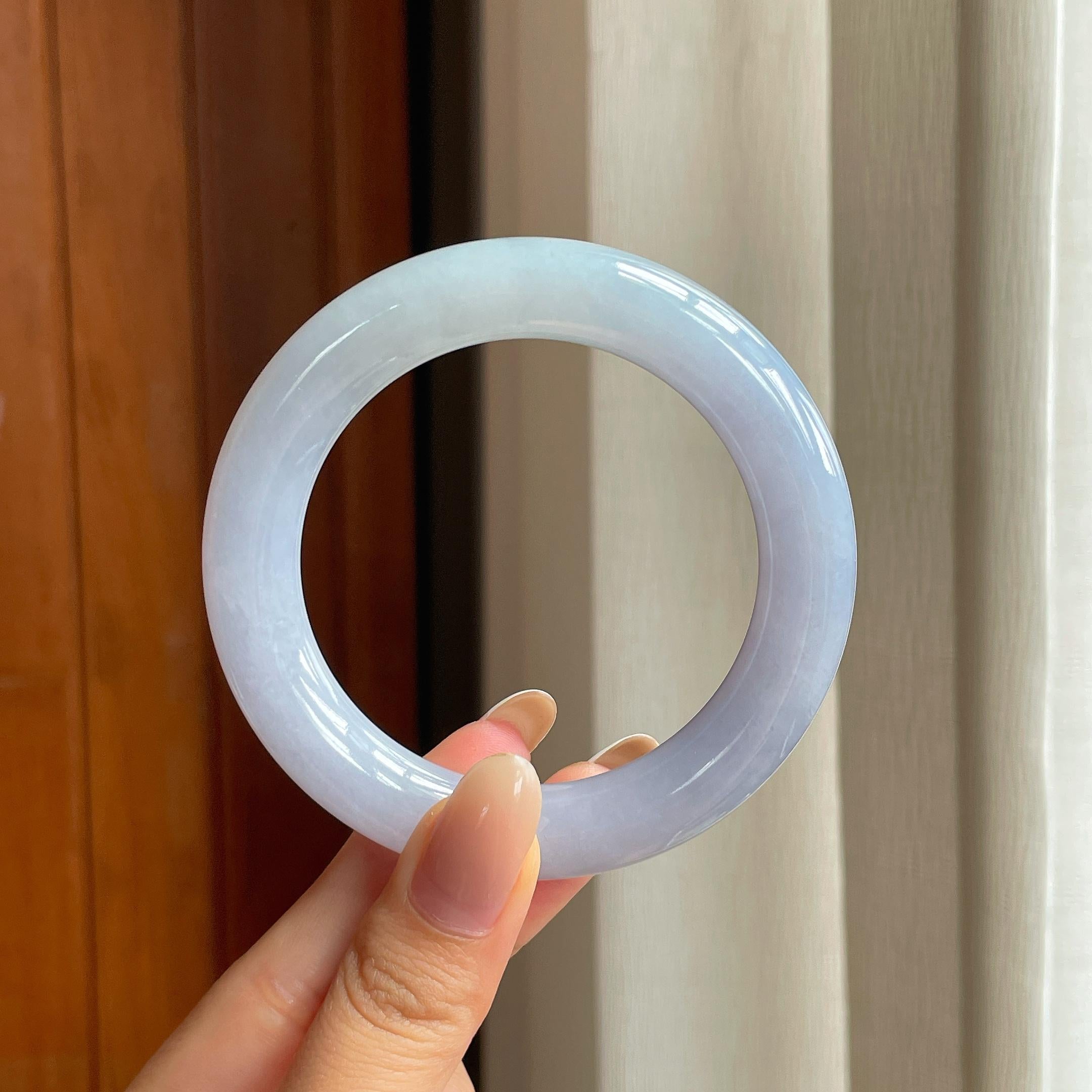 糯冰紫罗兰翡翠圆条手镯（55.3mm)（yc406308）