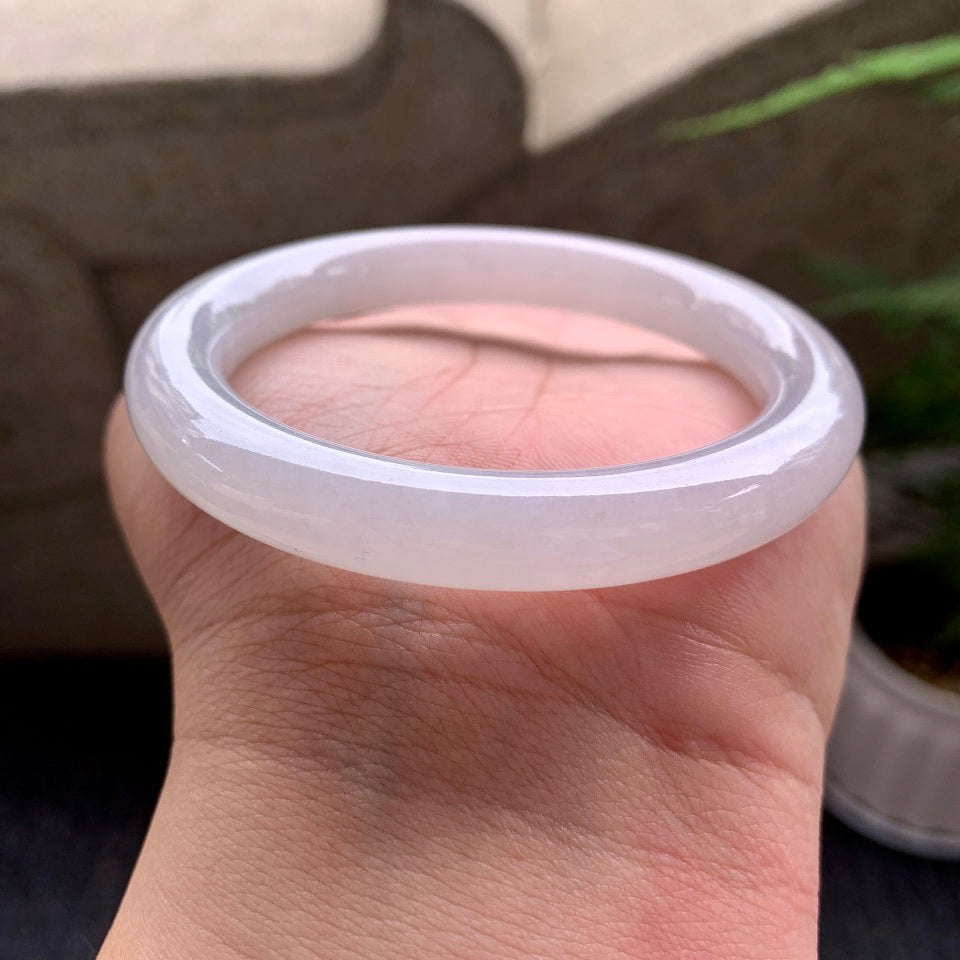 糯化无色翡翠圆条手镯（54.8mm）（TF06240001）