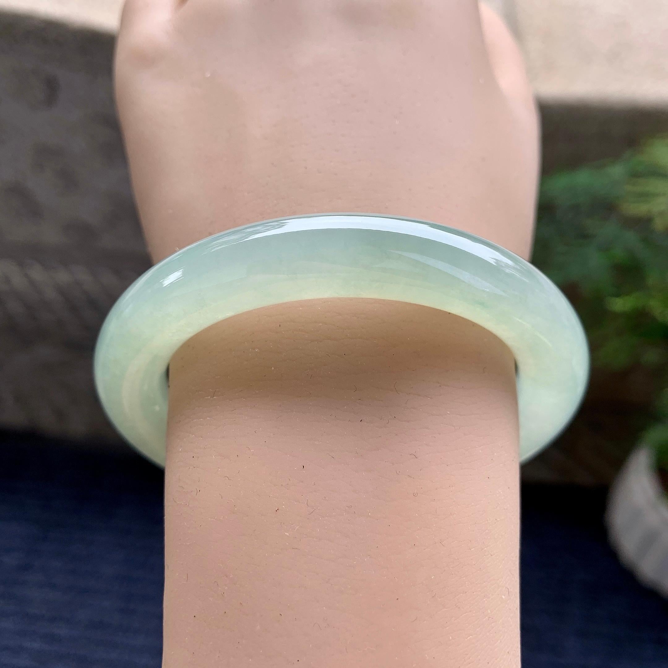 糯冰种晴水圆条手镯（54mm）（yc266526）