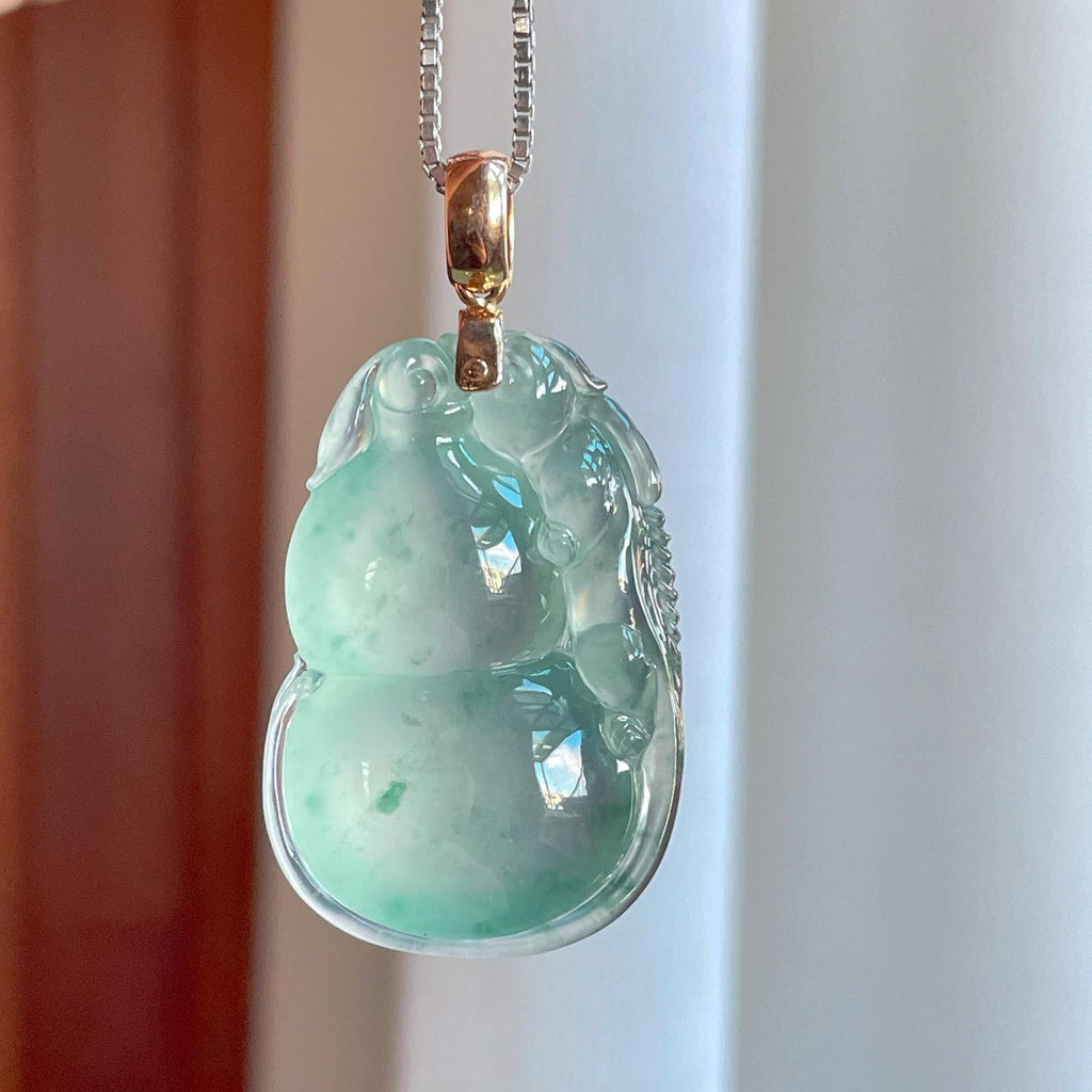 18k金钻镶冰种晴水飘花翡翠葫芦（yc270312）