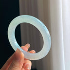 冰种淡底色圆条翡翠手镯（53mm）（yc376741）