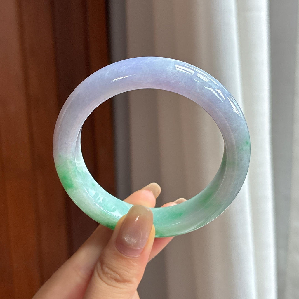 细糯种春带彩特色正圈平安镯 55圈 天然缅甸A货翡翠（yc452700）