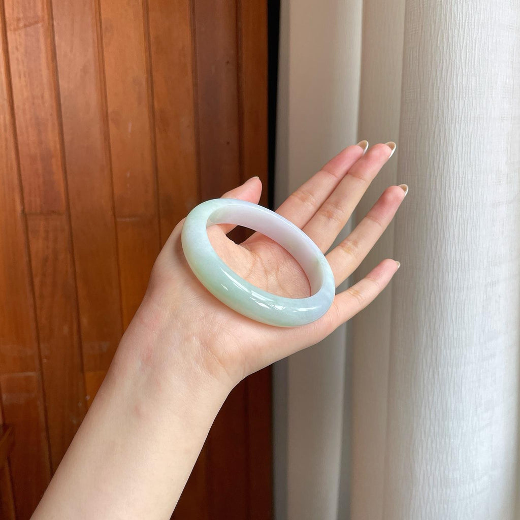 糯冰淡春彩翡翠平安镯（58.6mm）（yc375386）