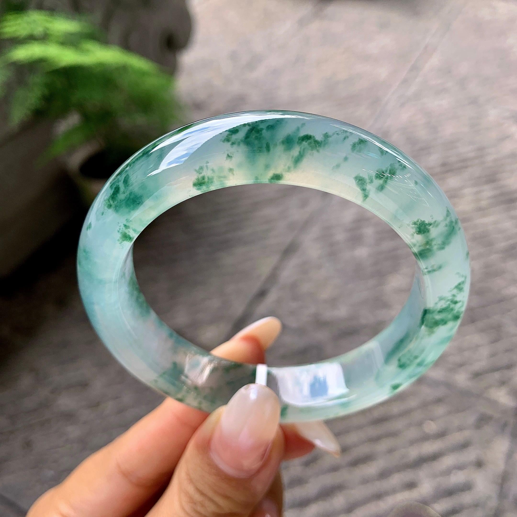 冰种飘花平安镯（56.2mm）（yc203717）